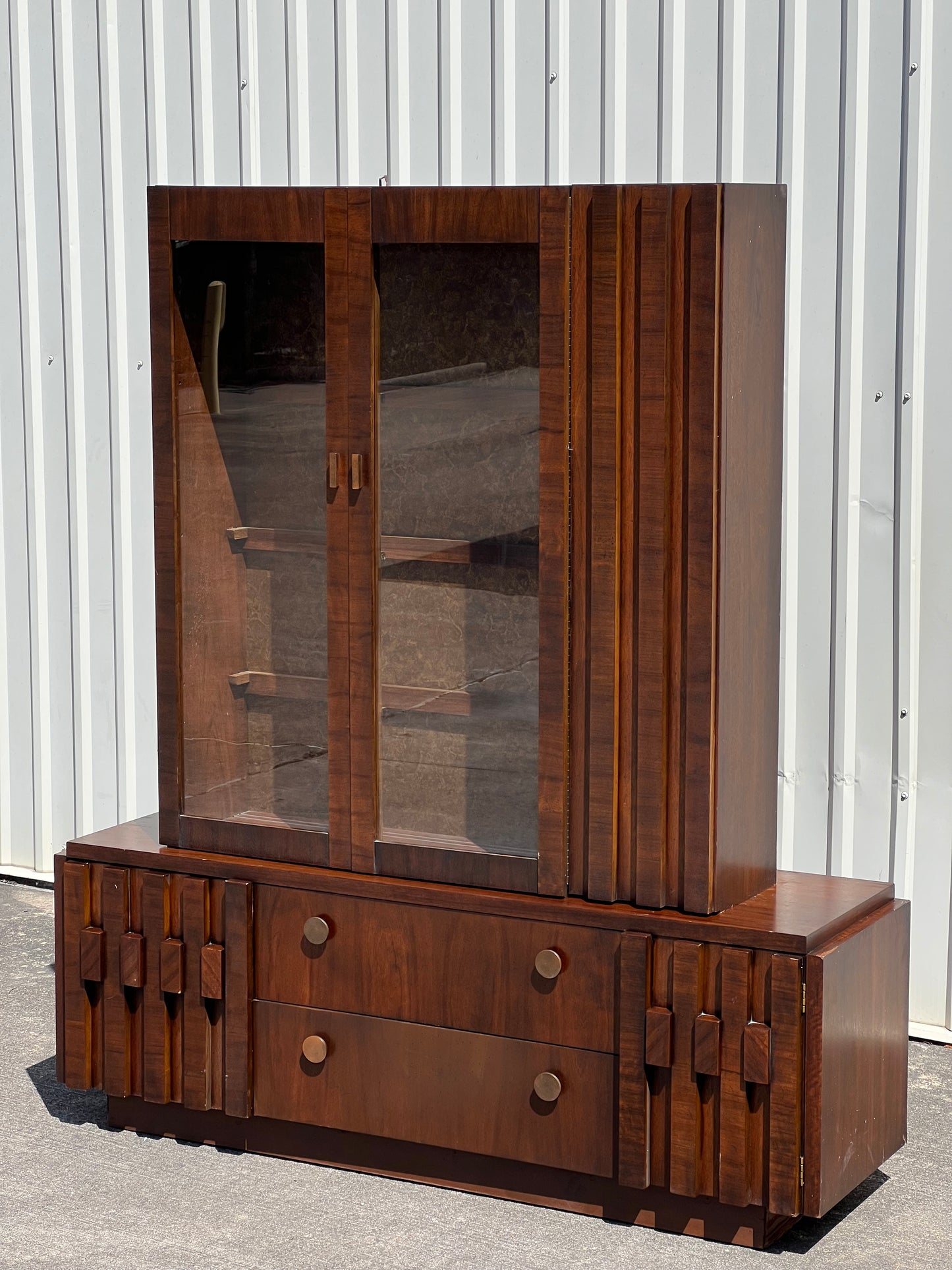 Mid Century Modern Lane Staccato Brutalist Style Hutch