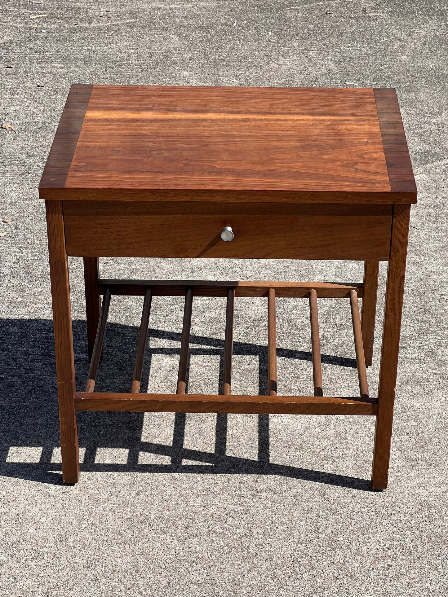 Mcm Walnut Side Table by Stanley
