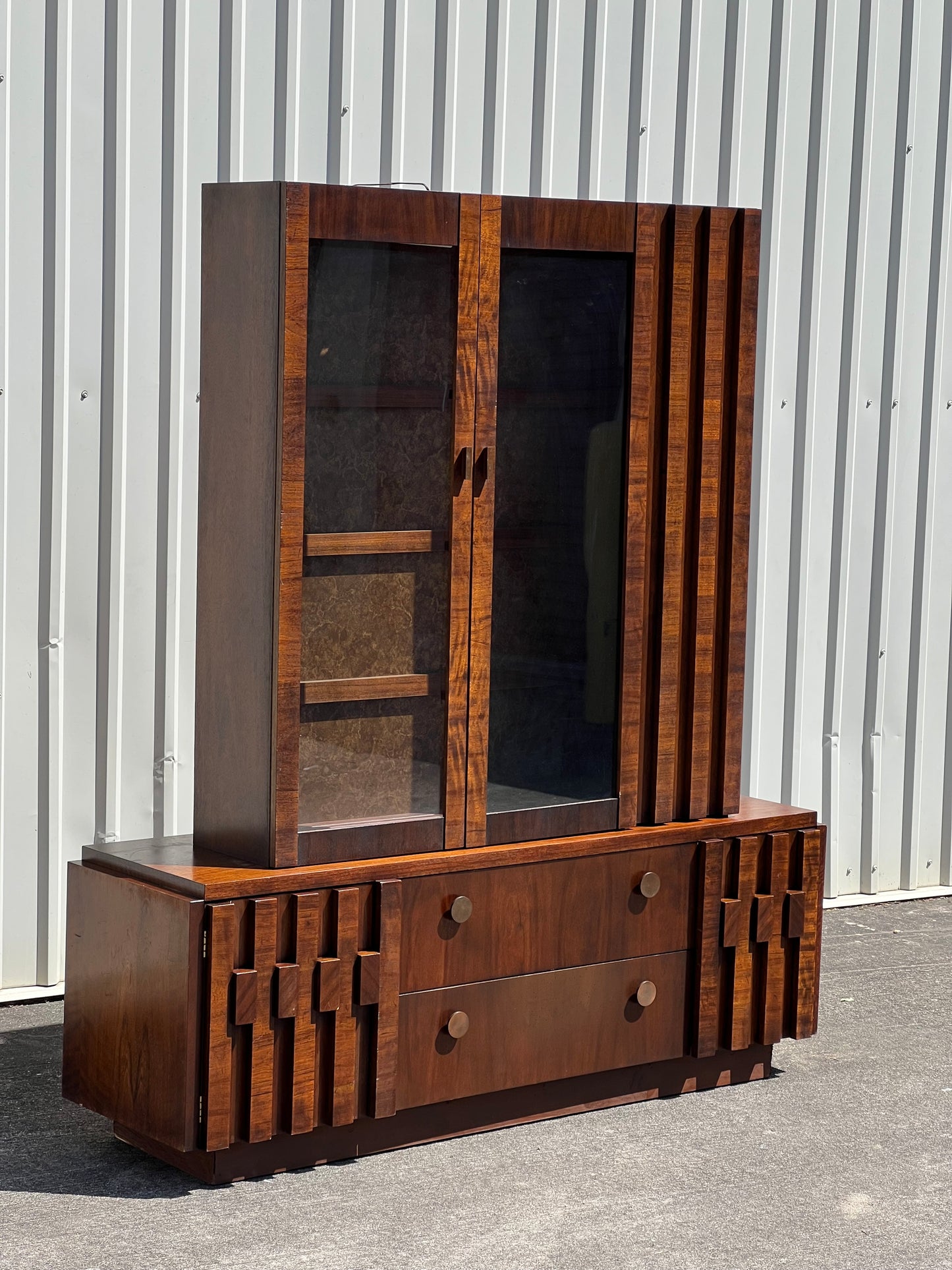 Mid Century Modern Lane Staccato Brutalist Style Hutch