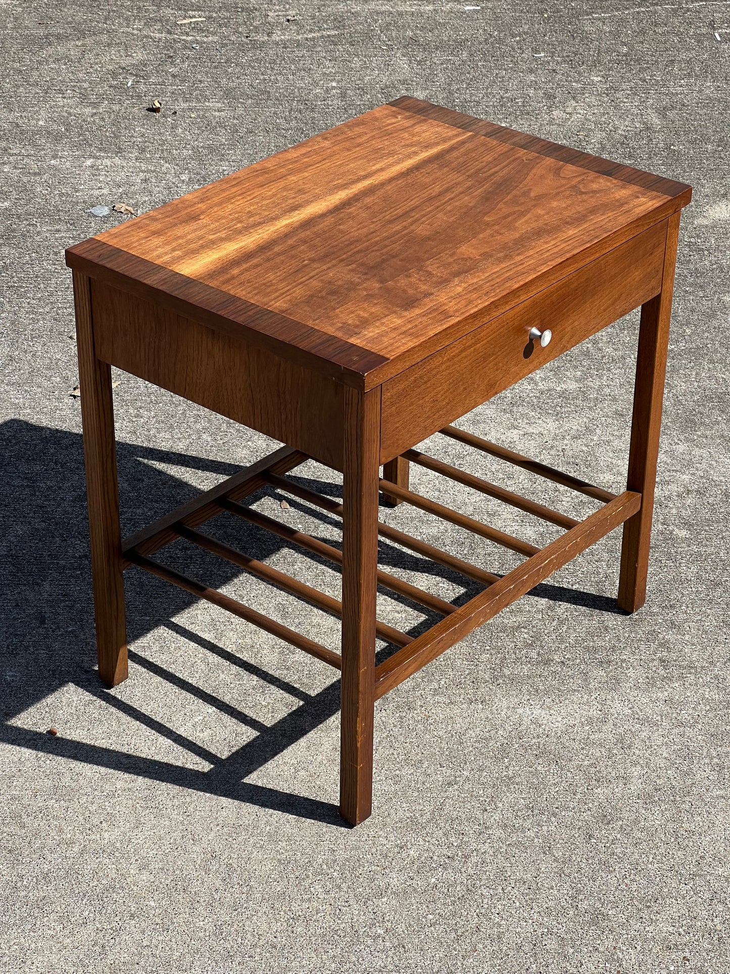 Mcm Walnut Side Table by Stanley