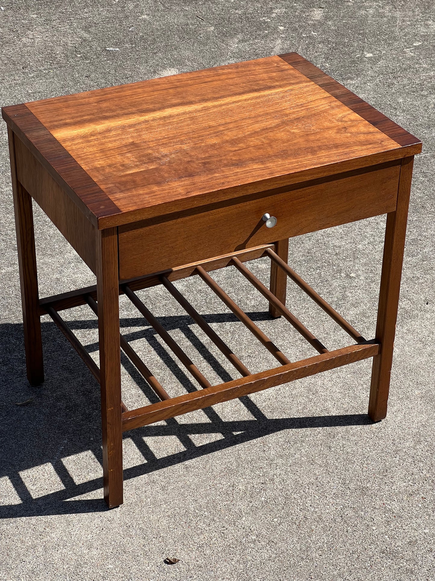 Mcm Walnut Side Table by Stanley