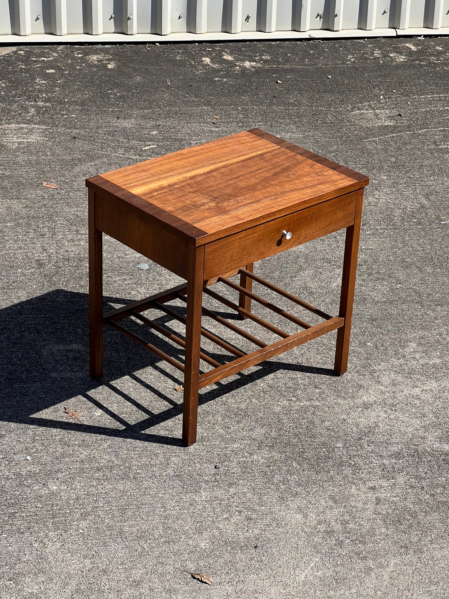 Mcm Walnut Side Table by Stanley