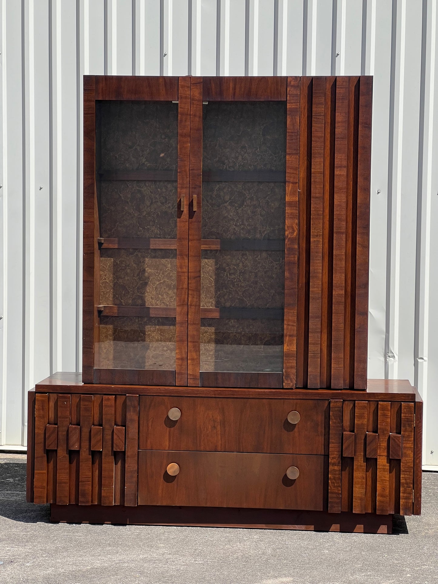 Mid Century Modern Lane Staccato Brutalist Style Hutch