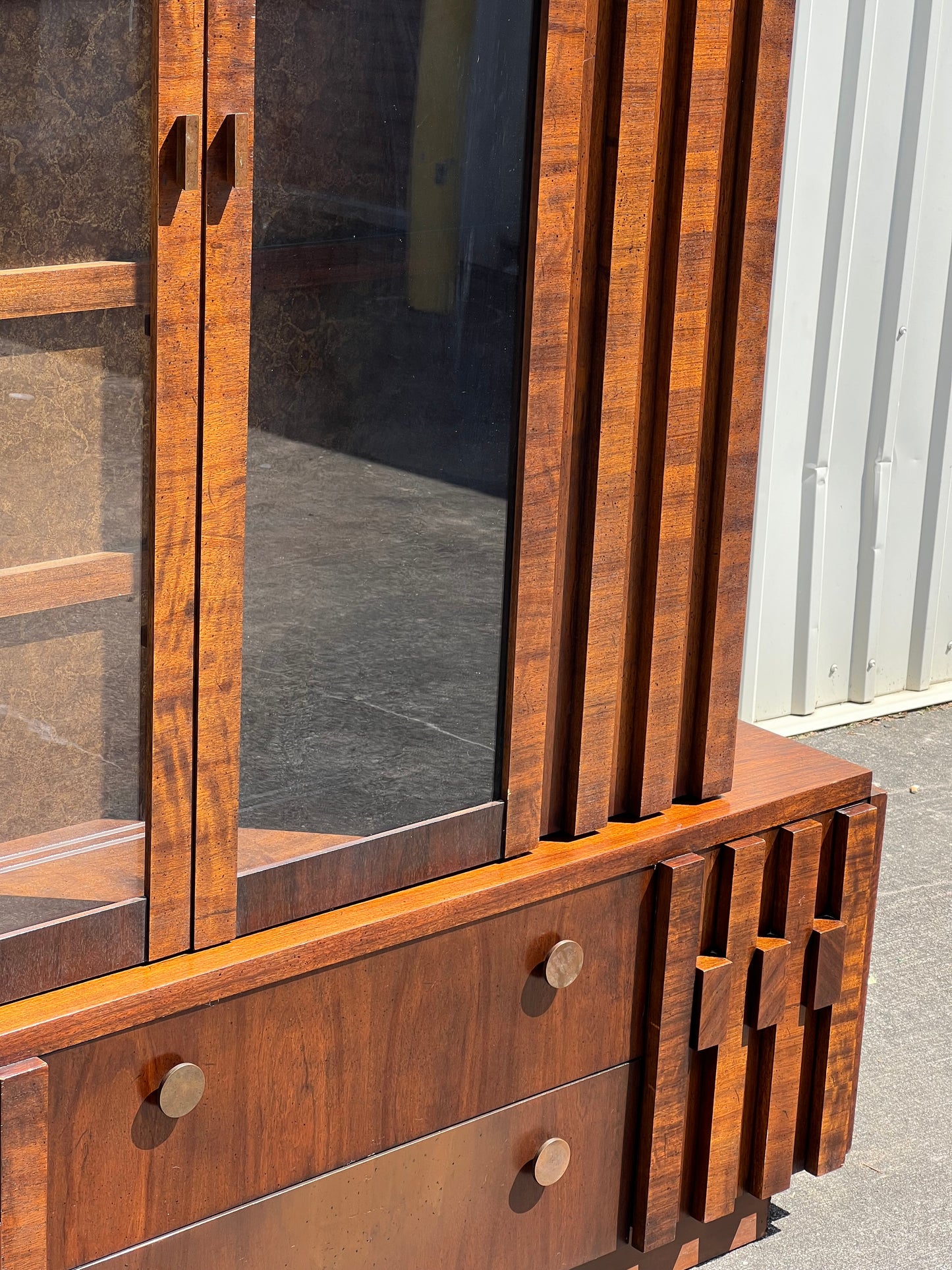Mid Century Modern Lane Staccato Brutalist Style Hutch