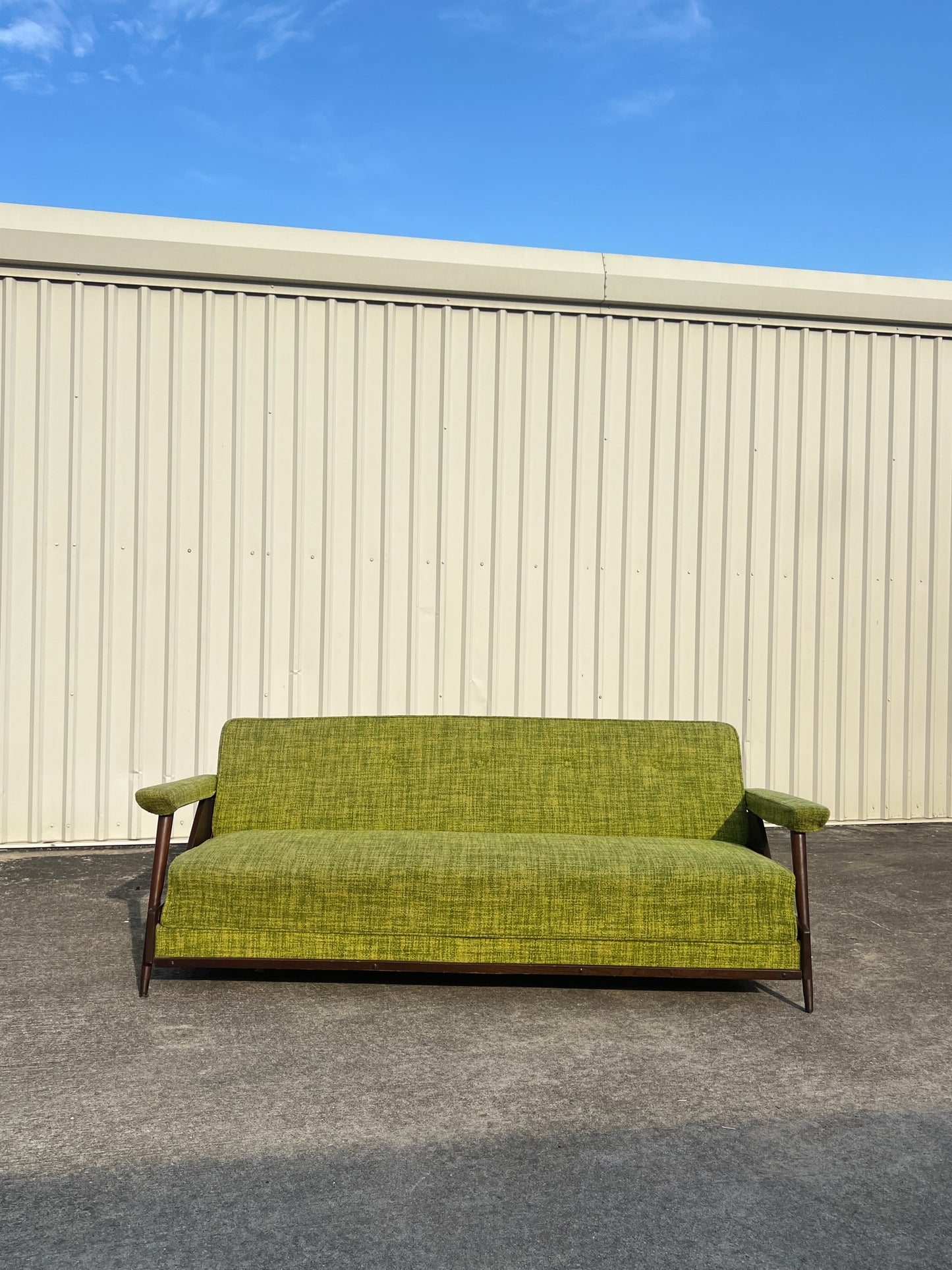 Mcm lime green convertible sofa