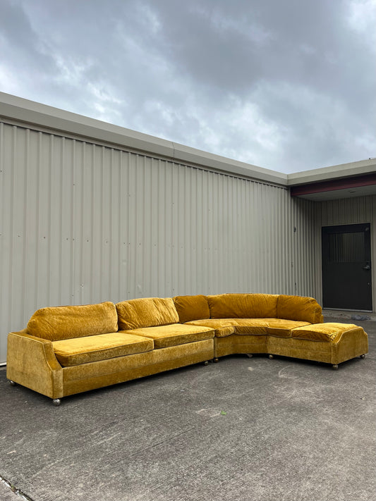 Mcm gold cruched velvet sectional