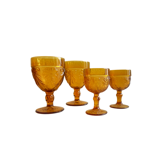 Amber Tiara Sandwich Goblets