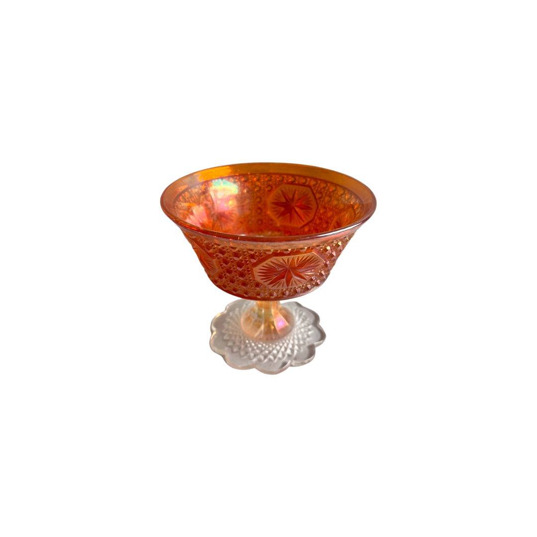 CARNIVAL GLASS FOOTED BOWL