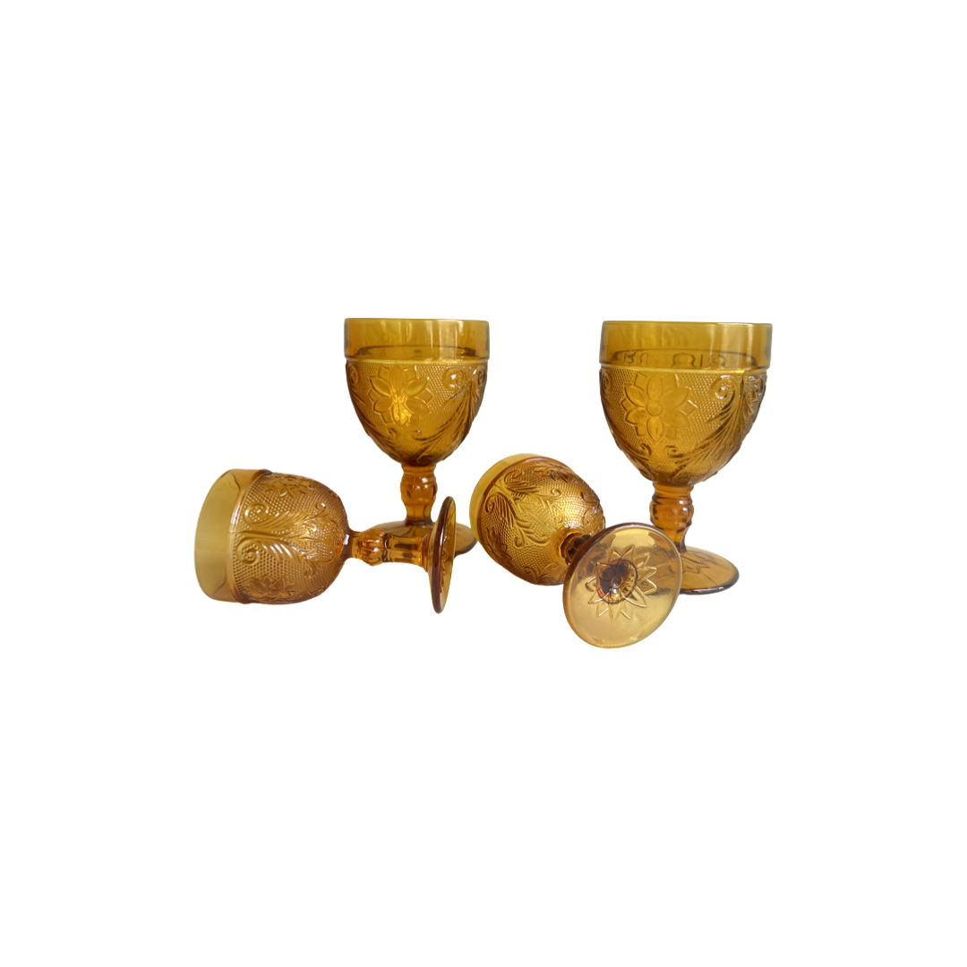 Amber Tiara Sandwich Goblets